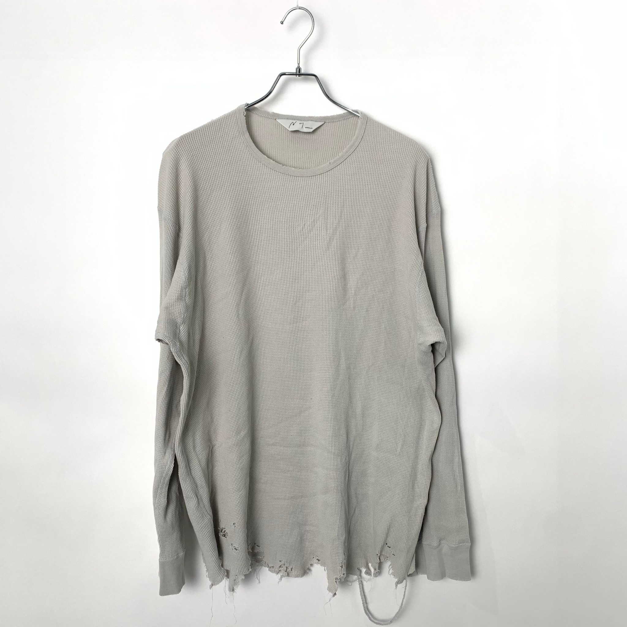 ANCELLM Damage Waffle Crew LS "White"