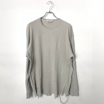 ANCELLM Damage Waffle Crew LS "White"