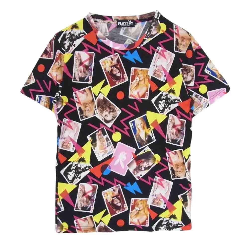 HYSTERIC GLAMOUR ヒステリックグラマー Tシャツ 1252CT03 PLAY BOY プレイボーイ トランプ 総柄 Tシャツ ブラック系 S【中古】
