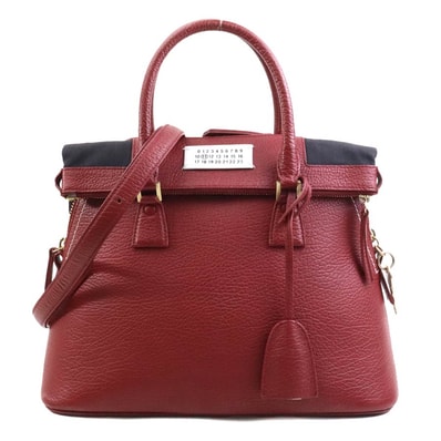 メゾンマルジェラ Maison Margiela ハンドバッグ ショルダーバッグ 5AC ミディアム レザー レッド レディース【中古】 h31599a