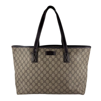 グッチ GUCCI トートバッグ GGスプリームキャンバス/レザー ブラウン レディース 211137【中古】 z10519