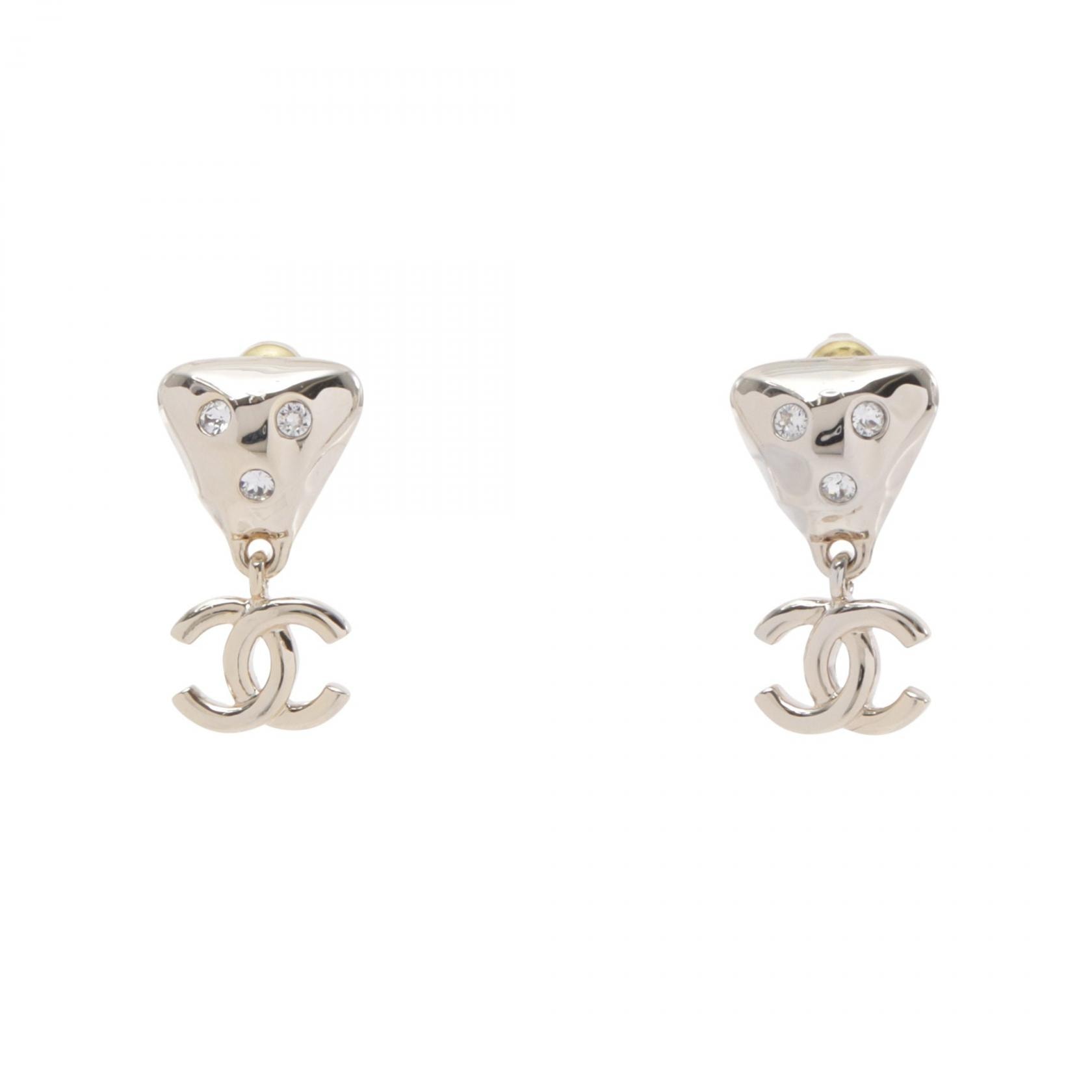 シャネル CHANEL B24B ココマーク ピアス ジュエリー GP(ゴールドメッキ) ラインストーン レディース ゴールド系 / クリア系 【中古】