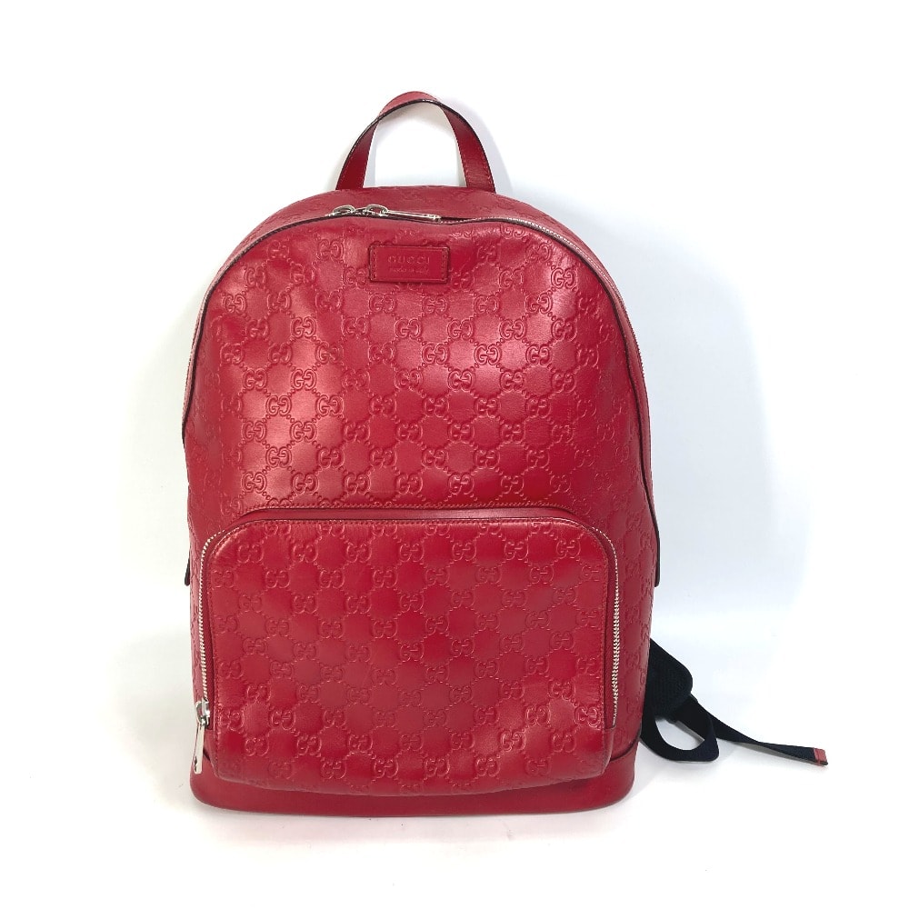 グッチ GUCCI GG 406370 グッチシマ バックパック カバン リュックサック シマレザー レッド