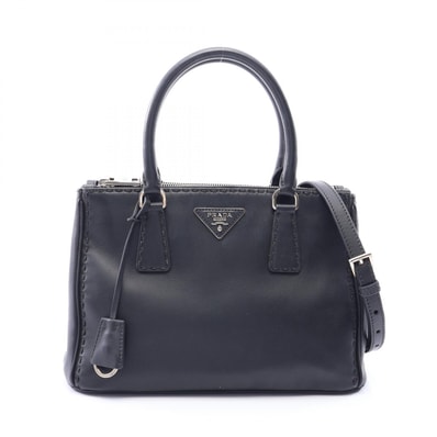 プラダ PRADA CITY CALF ガレリア 2WAY ハンドバッグ バッグ レザー レディース ブラック系 【中古】