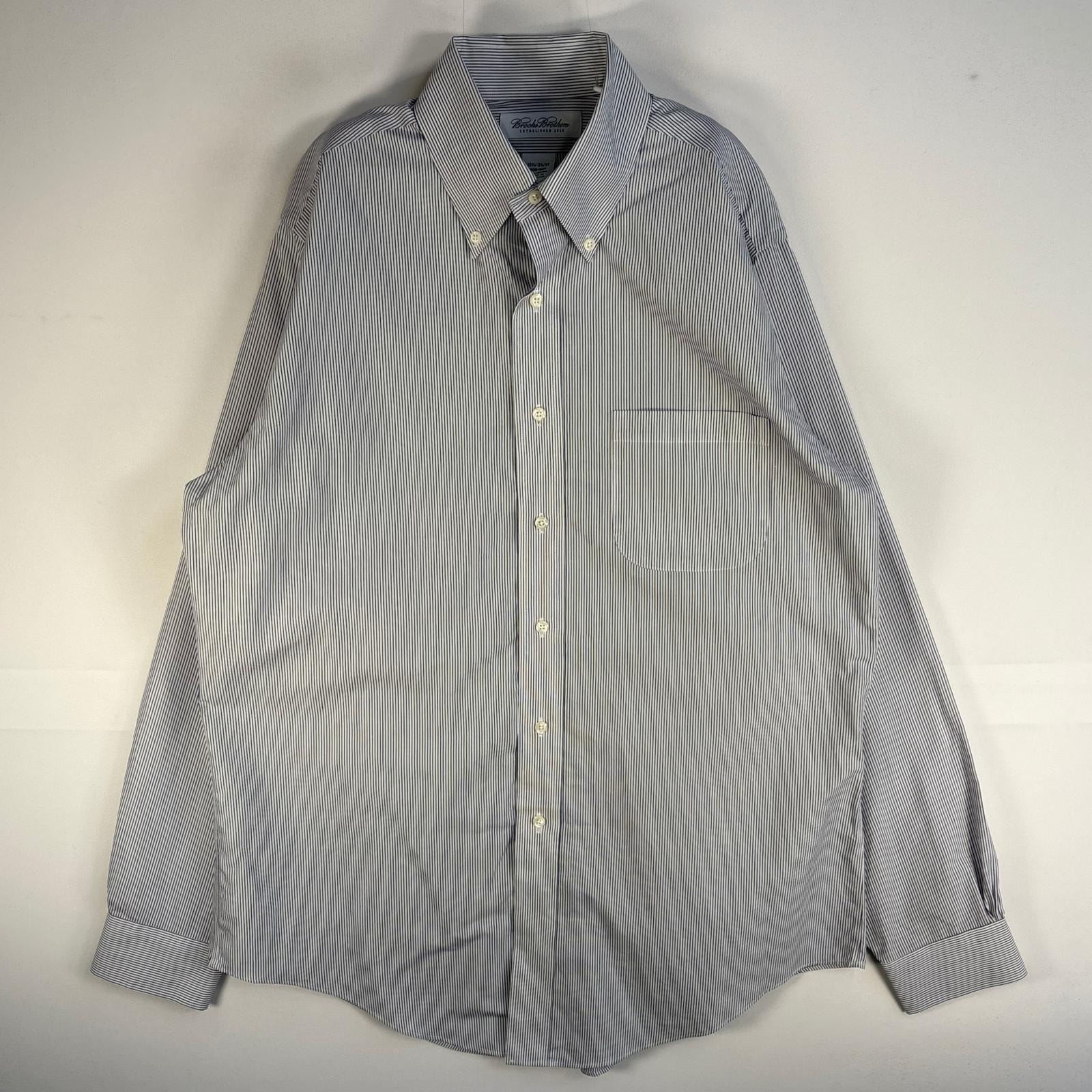 古着 ブルックスブラザーズ Brooks Brothers 長袖シャツ 胸ポケ ボタンダウン M ブルー系 ストライプ メンズ