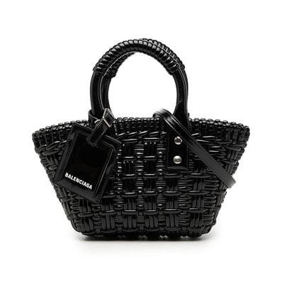 バレンシアガ ビストロXXS ハンドバッグ ショルダーバッグ 2WAY 678028 ブラック エナメル レディース BALENCIAGA 【中古】