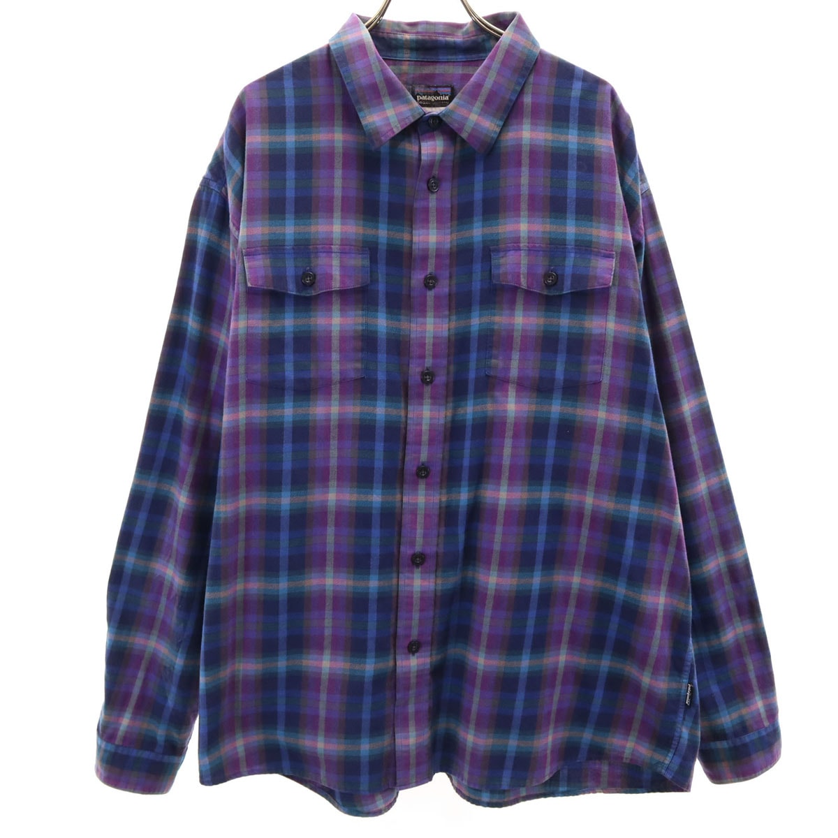 patagonia パタゴニア チェック柄 長袖 シャツ XL パープル 53856FA13 アウトドア
