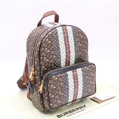 極美品 BURBERRY バーバリー TBモノグラム バックパック 8019346 リュック・デイパック ブラウン ベージュ マルチカラー レザー PVC レディース