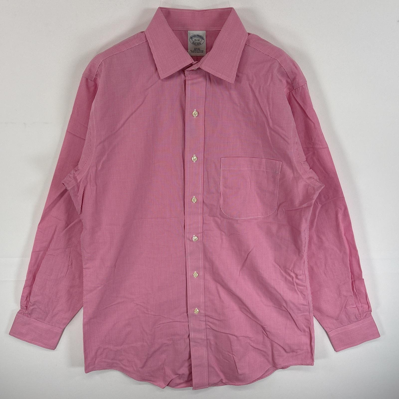 古着 ブルックスブラザーズ Brooks Brothers 長袖シャツ 胸ポケ SLIM  FIT NON-IRON 15 S-M  ピンク系 チェック メンズ