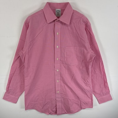 古着 ブルックスブラザーズ Brooks Brothers 長袖シャツ 胸ポケ SLIM FIT NON-IRON 15 S-M ピンク系 チェック メンズ