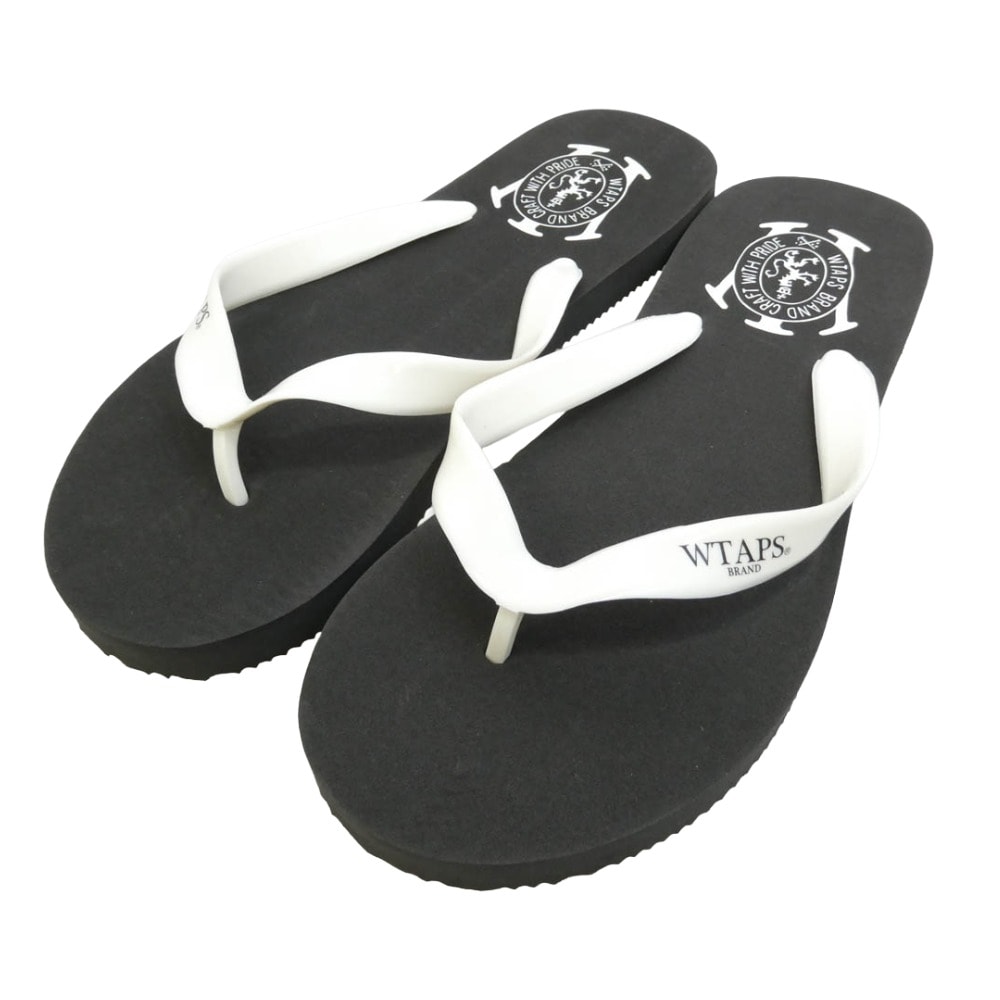 WTAPS ダブルタップス 10SS 101RDDT-FW01 SLIPPER SANDAL ロゴ プリント ビーチ サンダル ブラック系 FREE【新古品】【未使用】【中古】