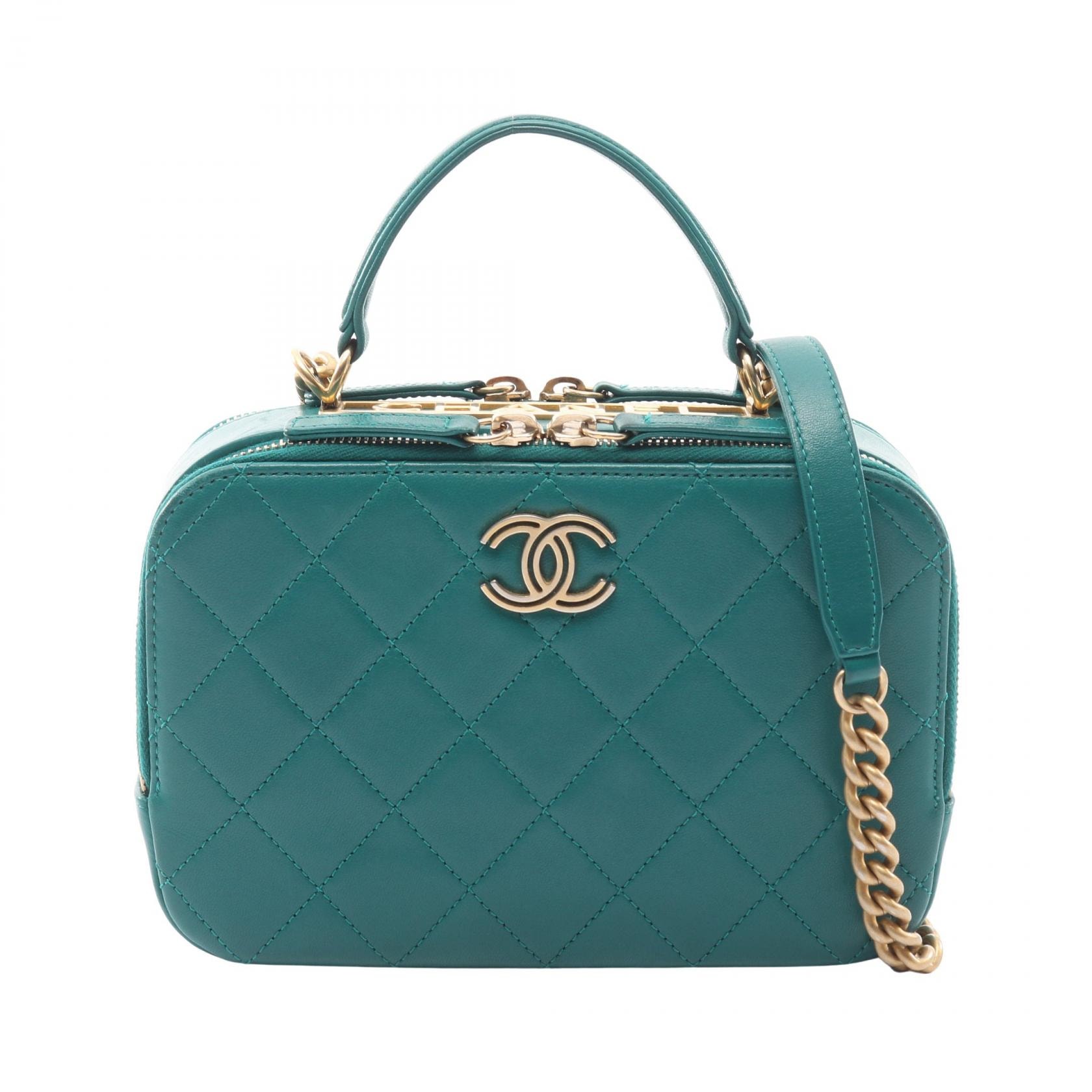 シャネル CHANEL マトラッセ トップハンドル ショルダーバッグ バッグ ラムスキン(羊革) レディース グリーン系 【中古】