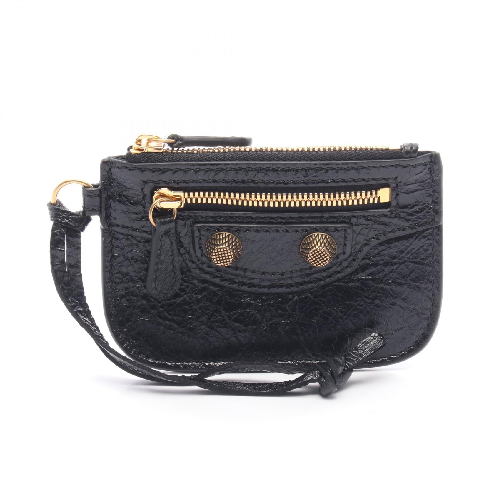 バレンシアガ BALENCIAGA CAGOLE カゴール コインケース 財布 レザー レディース ブラック系 【中古】