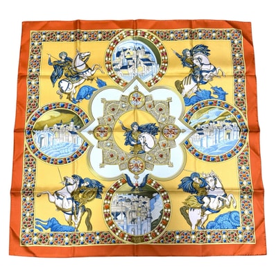 美品 エルメス HERMES カレ90 正義の騎士の勝利 スカーフ シルク レディース
