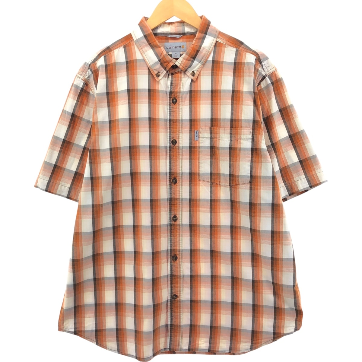古着 カーハート Carhartt RELAXED FIT チェック柄 ボタンダウン 半袖 ワークシャツ メンズXL相当/eaa560711
