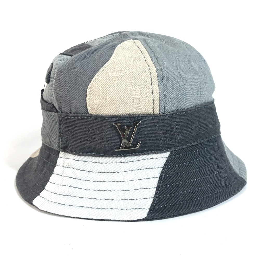 ルイヴィトン LOUIS VUITTON バケットハット LV ポートレート M7186L ハット帽 帽子 バケットハット ボブハット ハット コットン グレー 美品