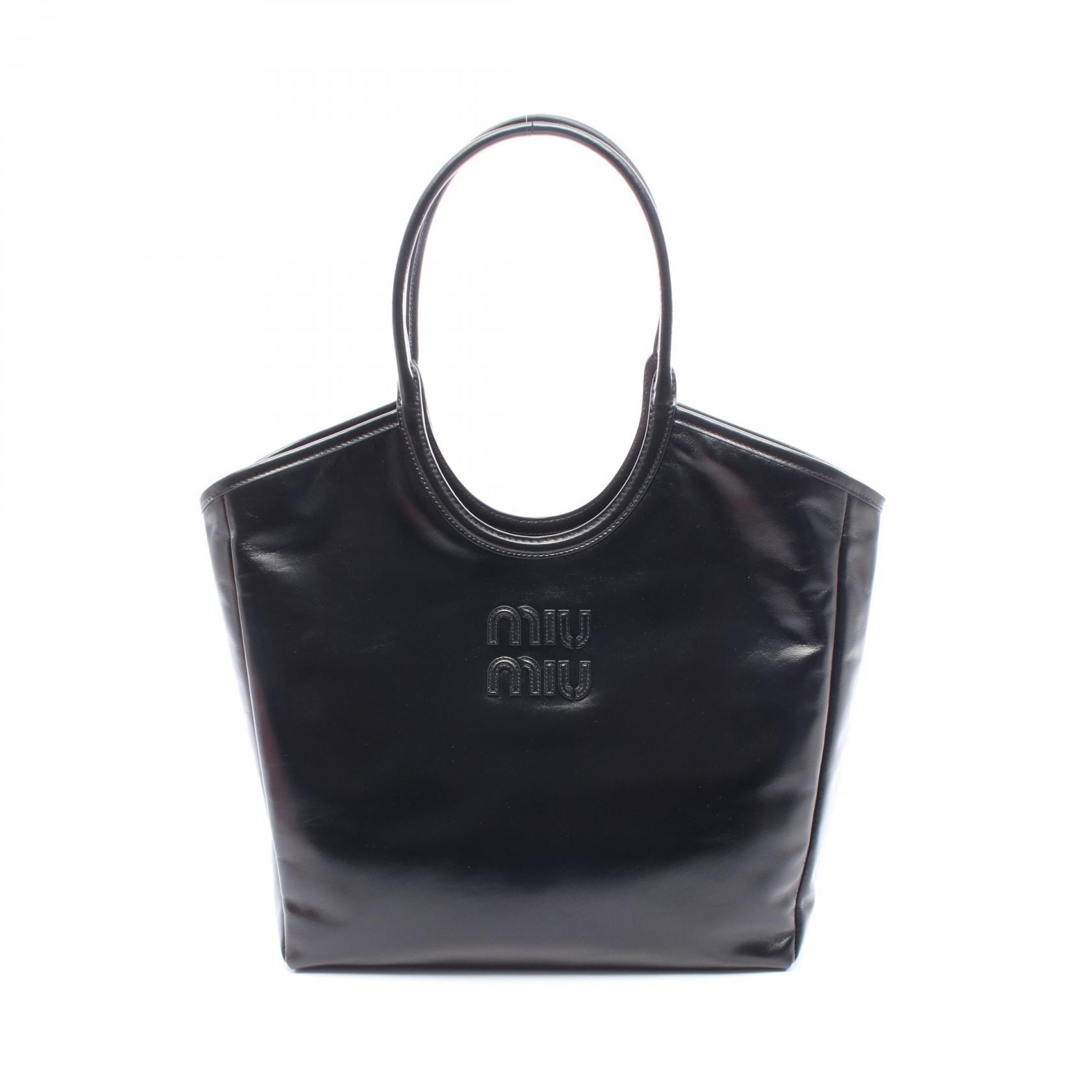 ミュウ ミュウ Miu Miu IVY アイビー トートバッグ バッグ レザー レディース ブラック系 5BG3212IEOF0002 【新品】