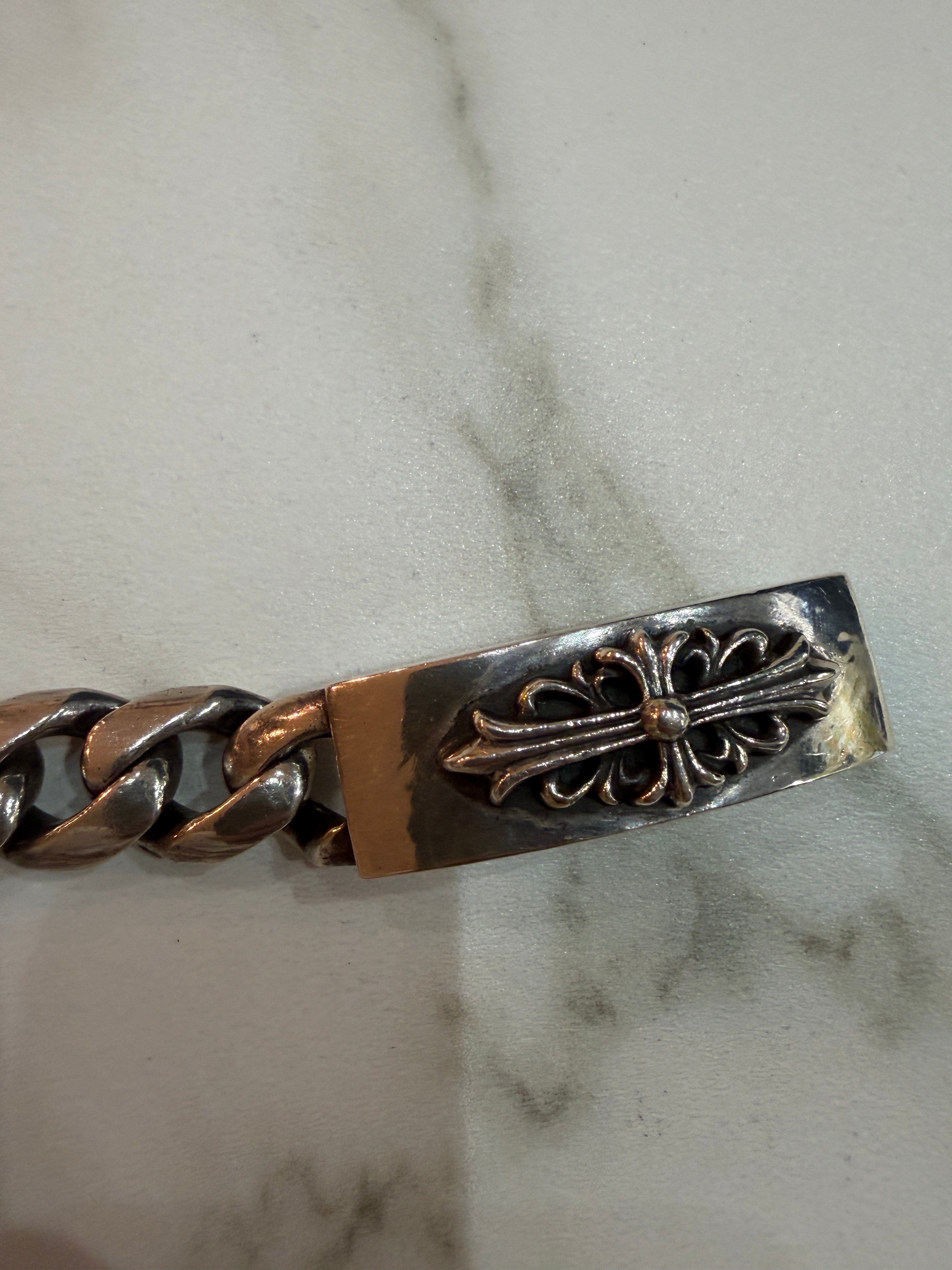 Chrome Hearts Floral Dagger Double ID Classic Link Bracelet "Silver"