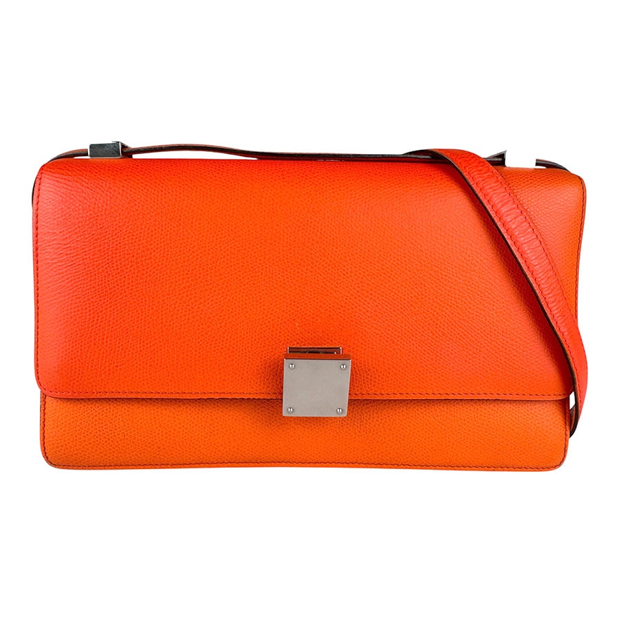 セリーヌ CELINE ショルダーバッグ クラシックボックス レザー ネオンオレンジ レディース【中古】 z8809