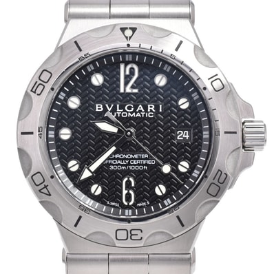 ブルガリ BVLGARI DP42SSD ディアゴノ スクーバ アクア ブラック 自動巻き メンズ 美品 箱付き 腕時計 G#149923
