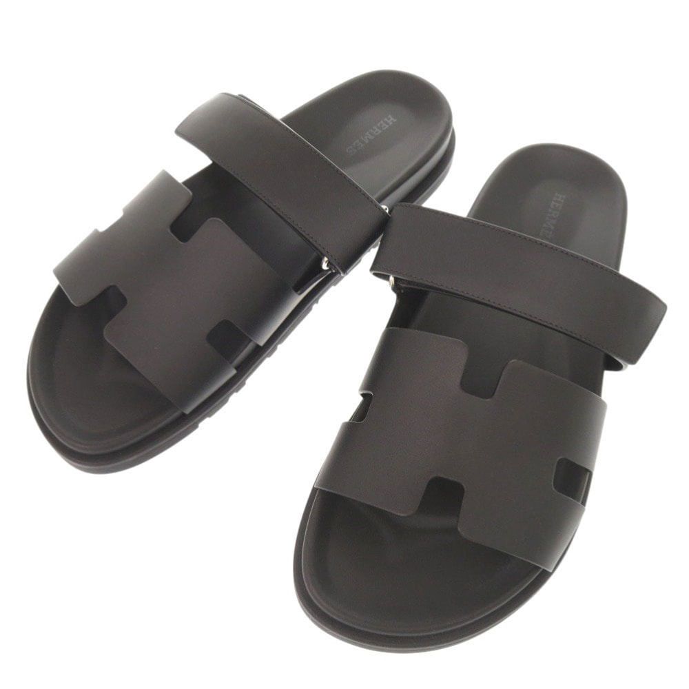 エルメス  シプレ   カーフ シェーブル ブラック   サンダル