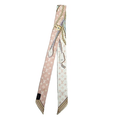 LOUIS VUITTON ルイ・ヴィトン バンドーBB アルティメット ブロン モノグラム スカーフ M78819 シルク ホワイト ピンク ベージュ レディース【中古】