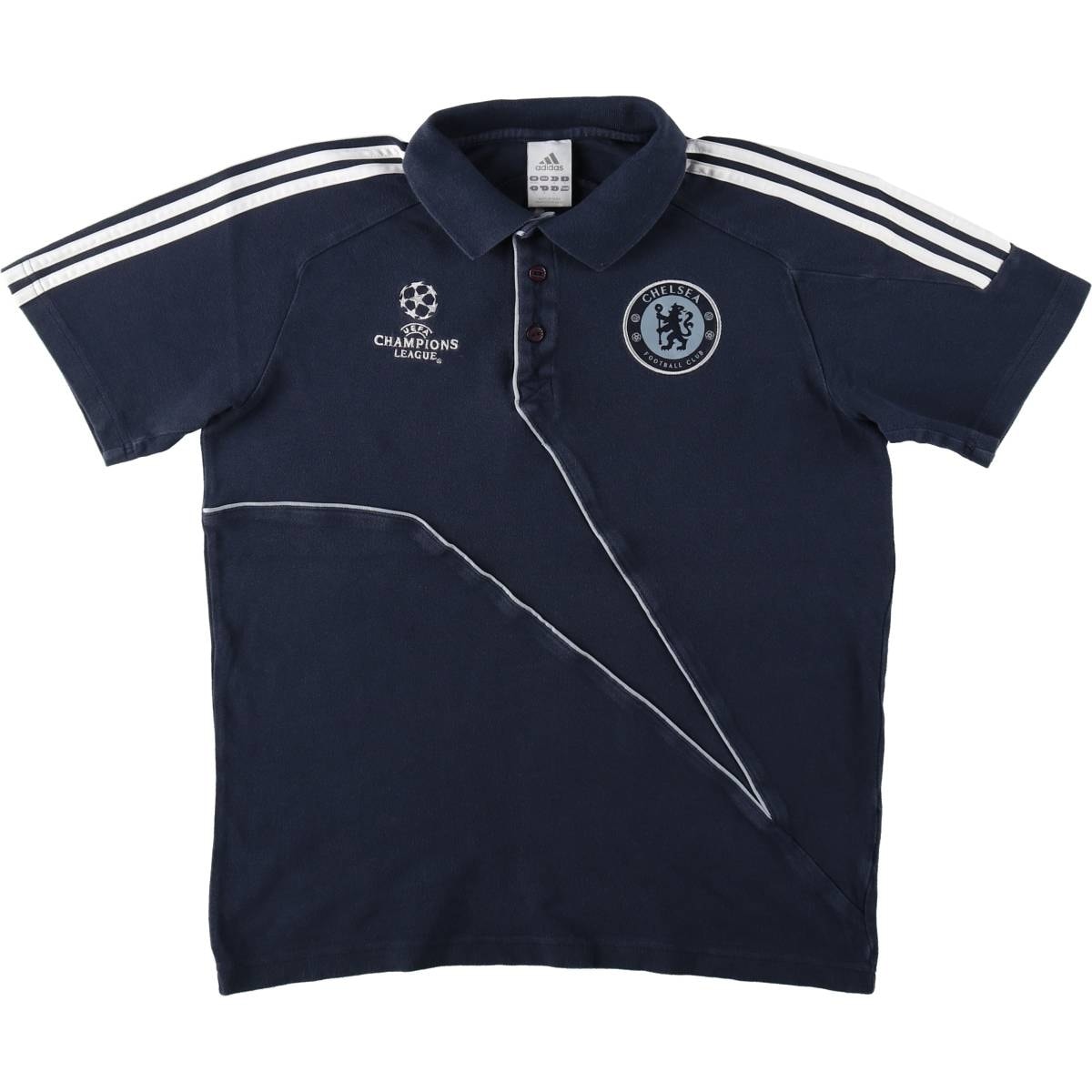 古着 アディダス adidas UEFA CHAMPIONS LEAGUE チャンピオンズリーグ PREMIER LEAGE プレミアリーグ CHELSEA FC チェルシーFC 半袖 ポロシャツ メンズL相当/eaa657676