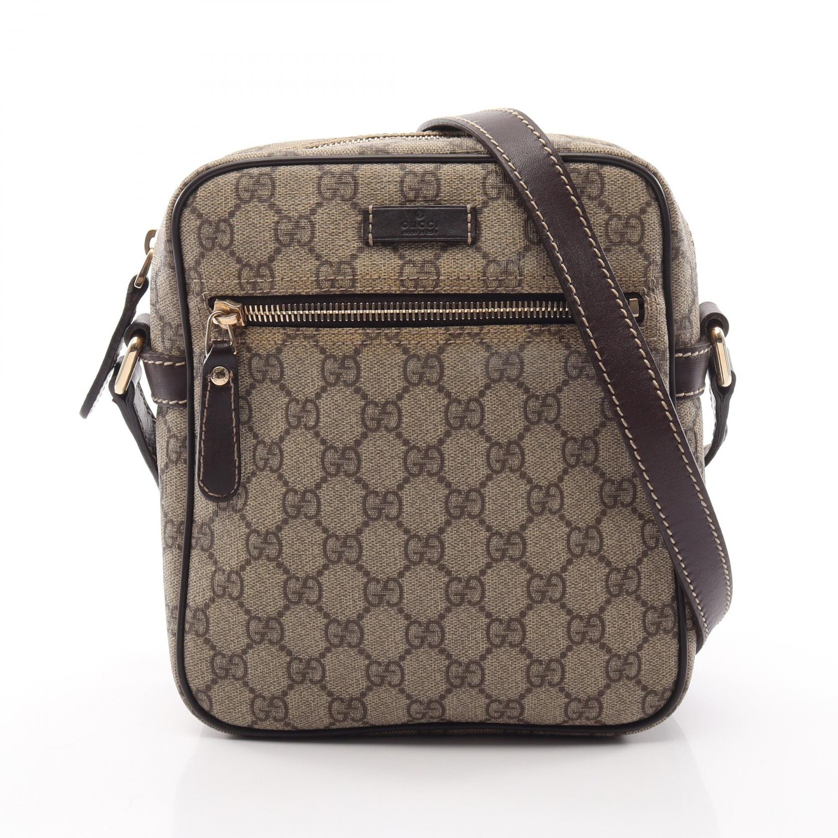 グッチ GUCCI GGスプリーム ショルダーバッグ バッグ PVCコーティングキャンバス レザー レディース ベージュ系 / ブラウン系 233268 【中古】