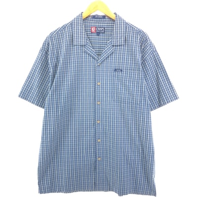 古着 90年代 ラルフローレン Ralph Lauren CHAPS チャップス チェック柄 半袖 オープンカラー コットンシャツ ボックスシャツ メンズL相当 ヴィンテージ/eaa542673