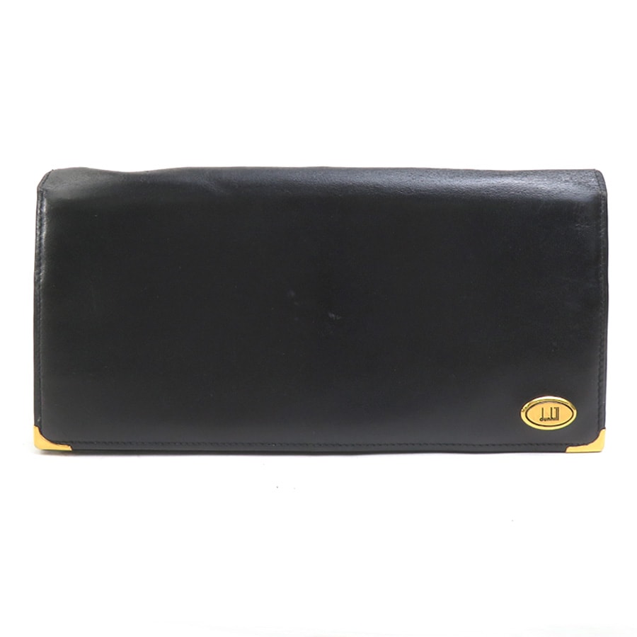 ダンヒル Dunhill 二つ折り長財布 レザー ブラック メンズ【中古】 h32092a