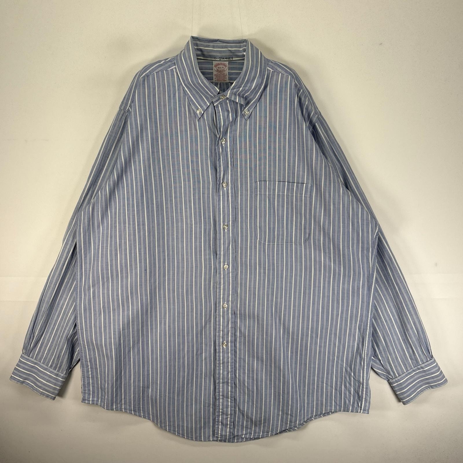 古着 90's/90年代 ヴィンテージ ブルックスブラザーズ Brooks Brothers 長袖シャツ ボタンダウン USA製 L  ブルー系 ストライプ メンズ