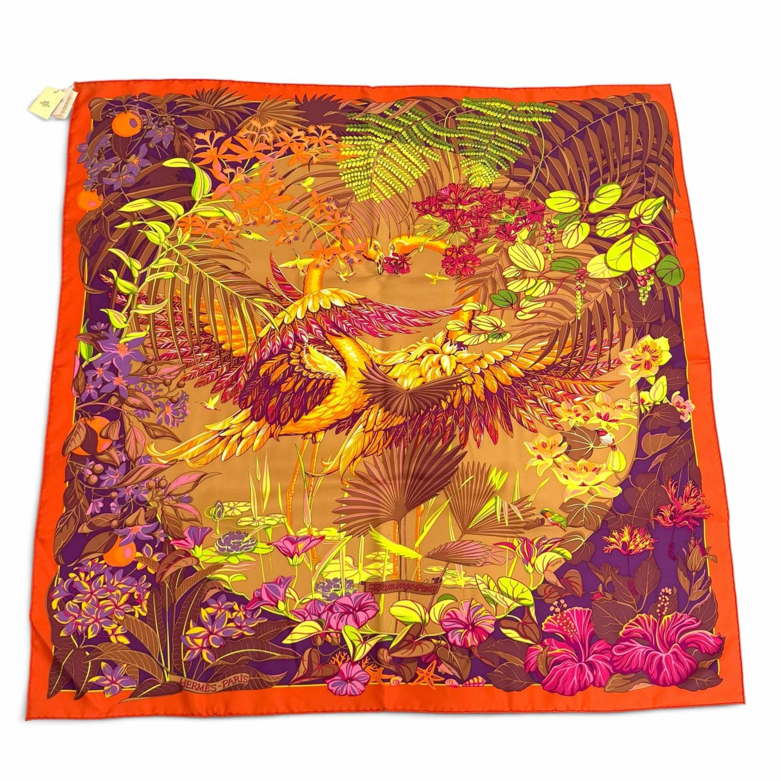 未使用品 エルメス スカーフ FLAMINGO PARTY