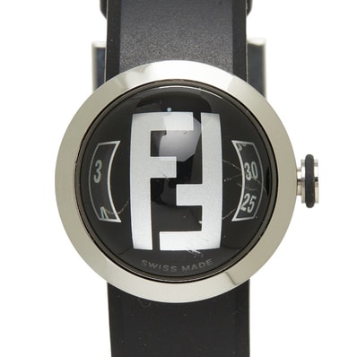 フェンディ ブースラ 腕時計 8010L クオーツ ブラック文字盤 ステンレススチール ラバー レディース FENDI 【中古】