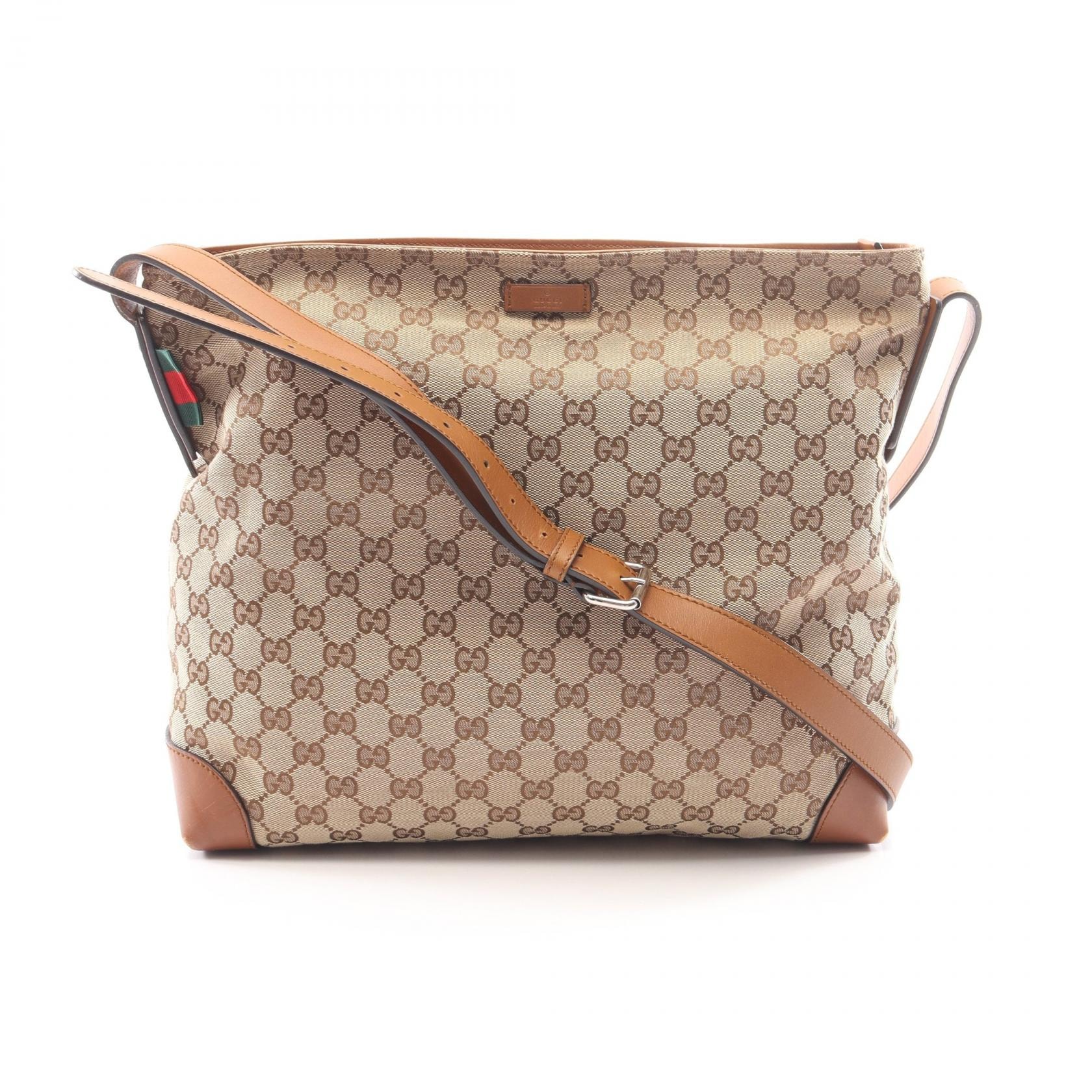 グッチ GUCCI Gキャンバス シェリーライン ショルダーバッグ バッグ キャンバス レザー レディース ベージュ系 / ブラウン系 308930 【中古】