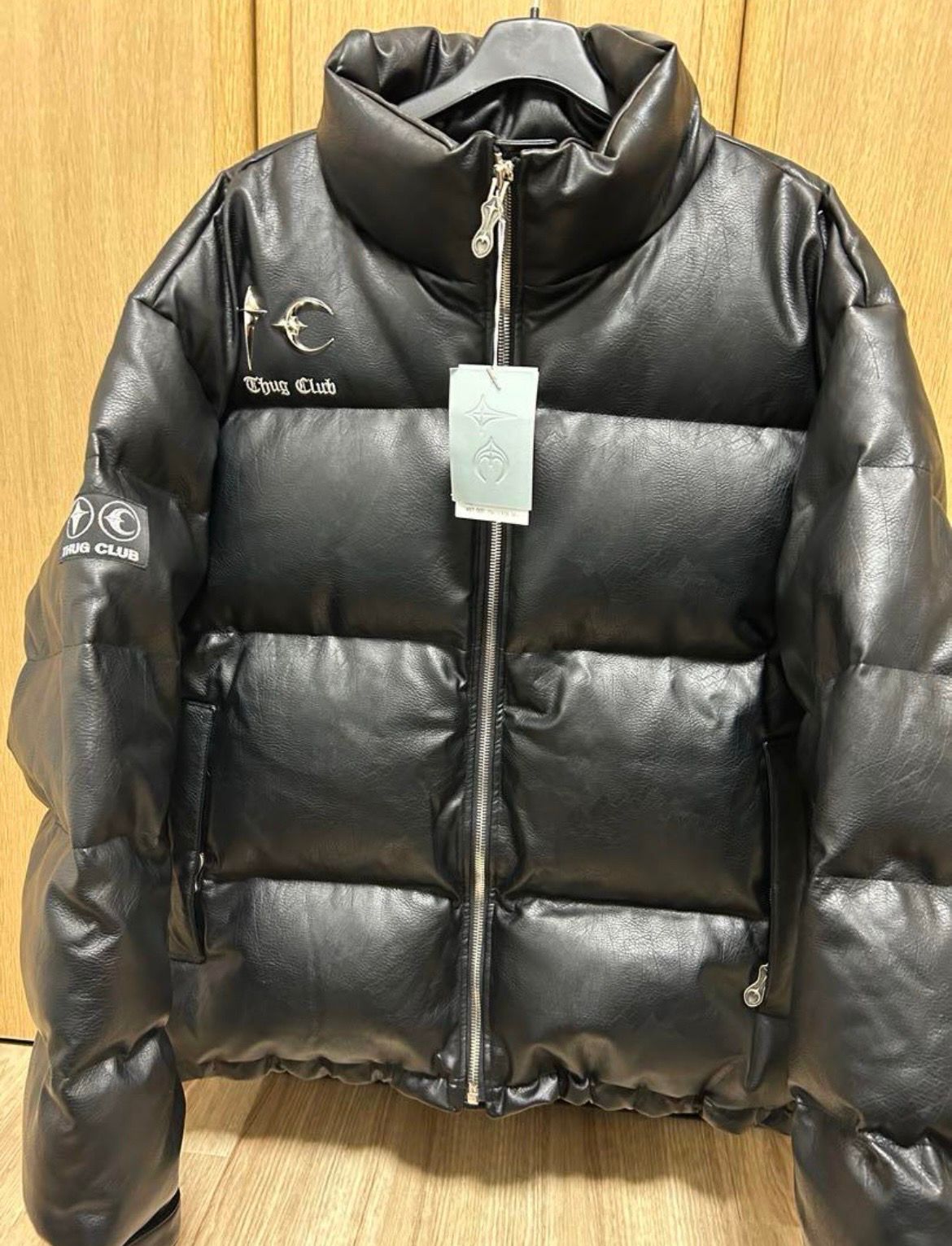 THUG CLUB TC Leather Puffer Jacket "BLACK"
