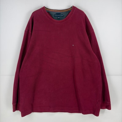 古着 トミーヒルフィガー TOMMY HILFIGER スウェット プルオーバー ワンポイント ロゴ クルーネック トレーナー 2XL レッド系 メンズ