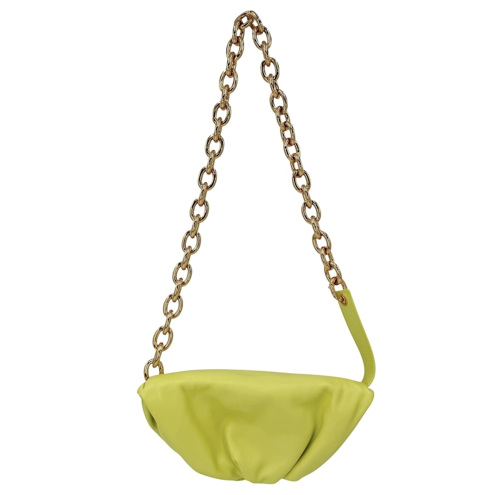 BOTTEGAVENETA ボッテガヴェネタ ショルダーバッグ ザ ポーチ チェーン 肩掛け 斜め掛け 鞄 かばん レザー イエロー ゴールド金具 レディース【中古品】