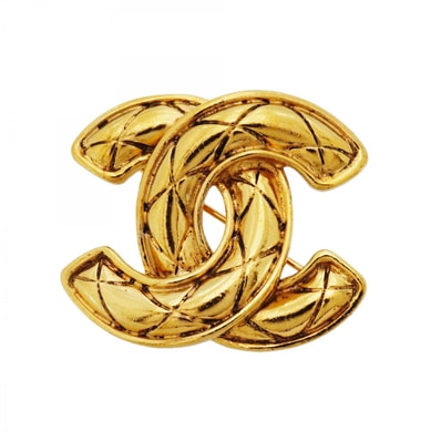 【6jdb0363-k】シャネル ブローチ ココマーク マトラッセ GPメッキ ゴールド【中古】レディース