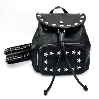 JIMMY CHOO(ジミーチュウ)SUKI バックパック リュックサック スタースタッズ ブラック レザー シルバー金具 レディース【中古】
