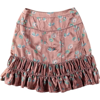 古着 マークジェイコブス MARC JACOBS 総柄 花柄 フリル シルク 台形 ミニスカート レディースS相当/eaa668448
