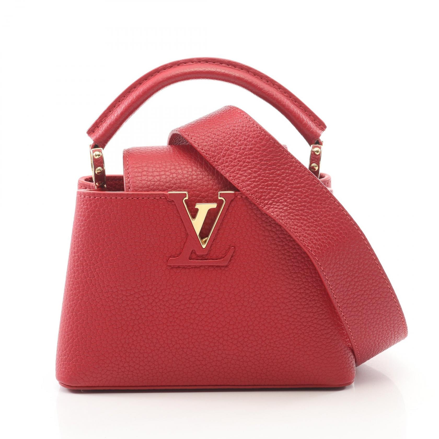 ルイ・ヴィトン LOUIS VUITTON カプシーヌ MINI 2WAY ハンドバッグ バッグ レザー スカーレット レディース レッド系 M56845 【中古】