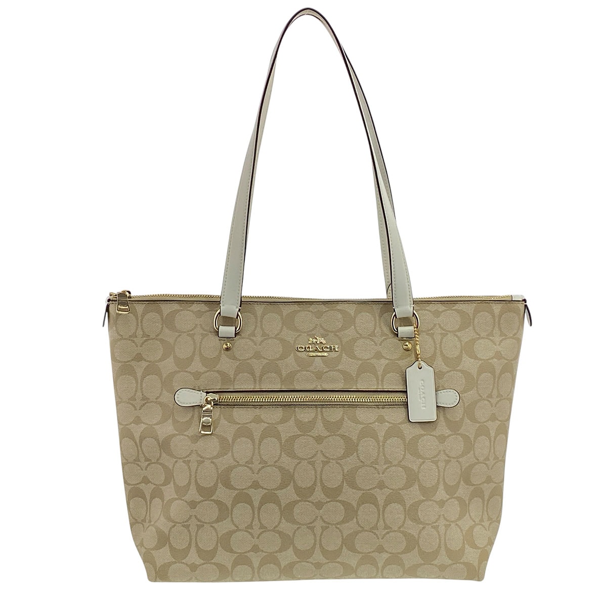 COACH コーチ シグネチャー トートバッグ トートバッグ F79609 PVC レザー ベージュ ホワイト  レディース【中古】