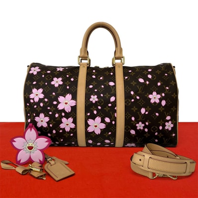 LOUIS VUITTON ルイヴィトン キーポル バンドリエール 45 モノグラム チェリーブロッサム 村上隆コラボ レザー PVC ショルダーバッグ ブラウン
207-7
