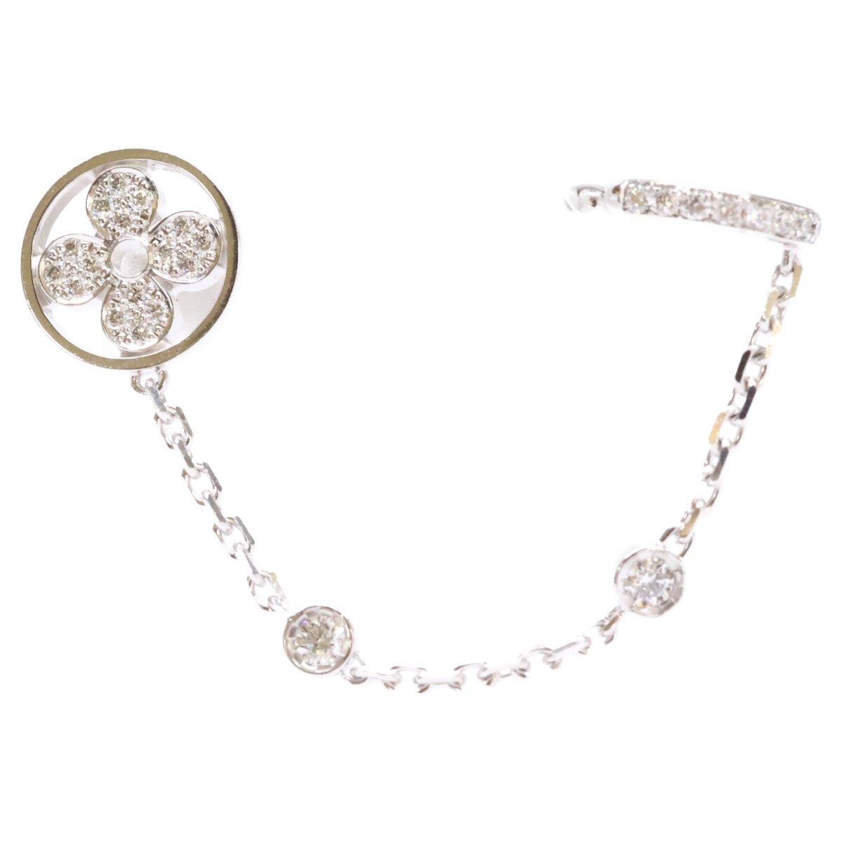 ルイヴィトン 新品同様 Q06173 Au750WG イディール ブロッサム ダイヤモンド 片耳用 ピアス&イヤークリップ