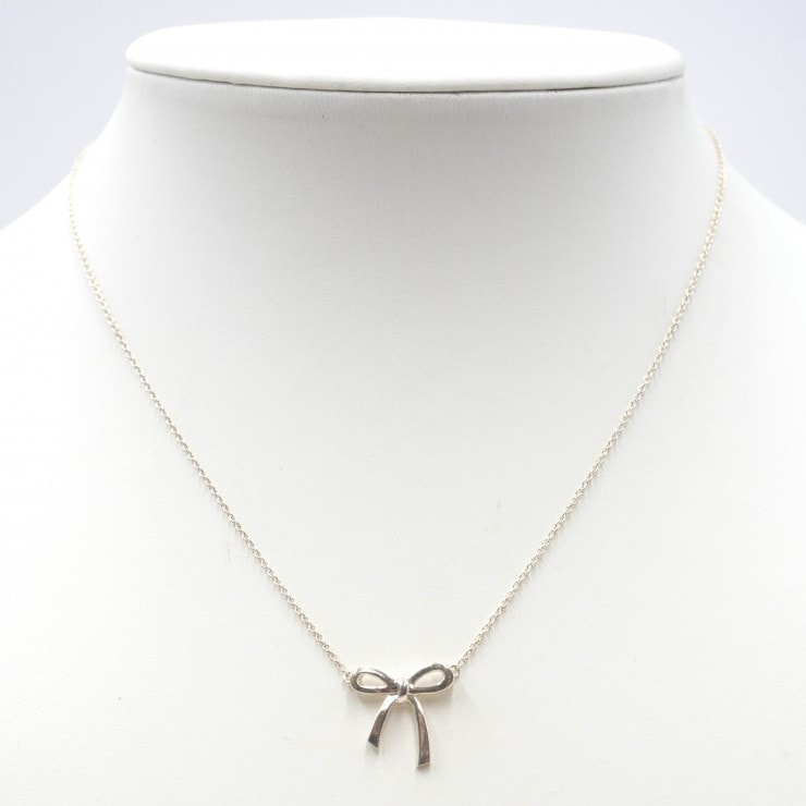 TIFFANY & Co.(ティファニー)ボウ ネックレス リボンモチーフ シルバー SV925 ペンダント 39cm レディース【中古】