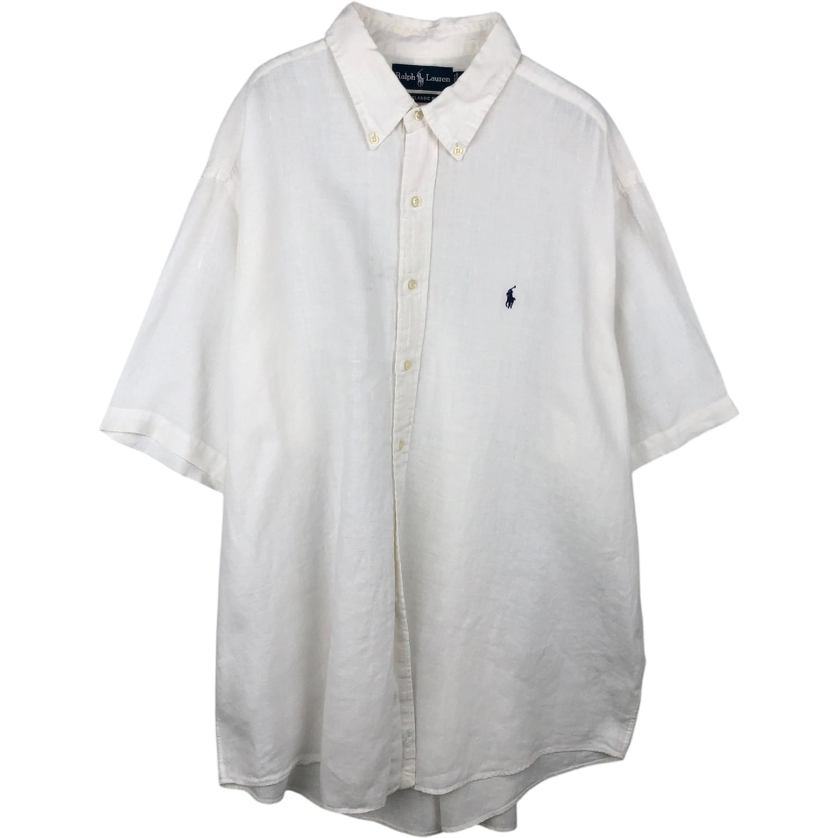 古着 ラルフローレン Ralph Lauren CLASSIC FIT クラシックフィット 半袖 リネン ボタンダウンシャツ メンズXXL相当/eaa641554