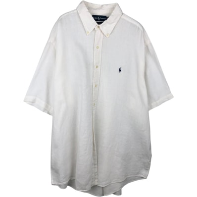 古着 ラルフローレン Ralph Lauren CLASSIC FIT クラシックフィット 半袖 リネン ボタンダウンシャツ メンズXXL相当/eaa641554