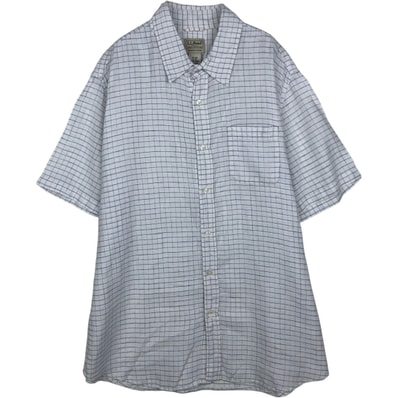 古着 90~00年代 エルエルビーン L.L.Bean チェック柄 半袖 リネンシャツ メンズXL相当/eaa641241