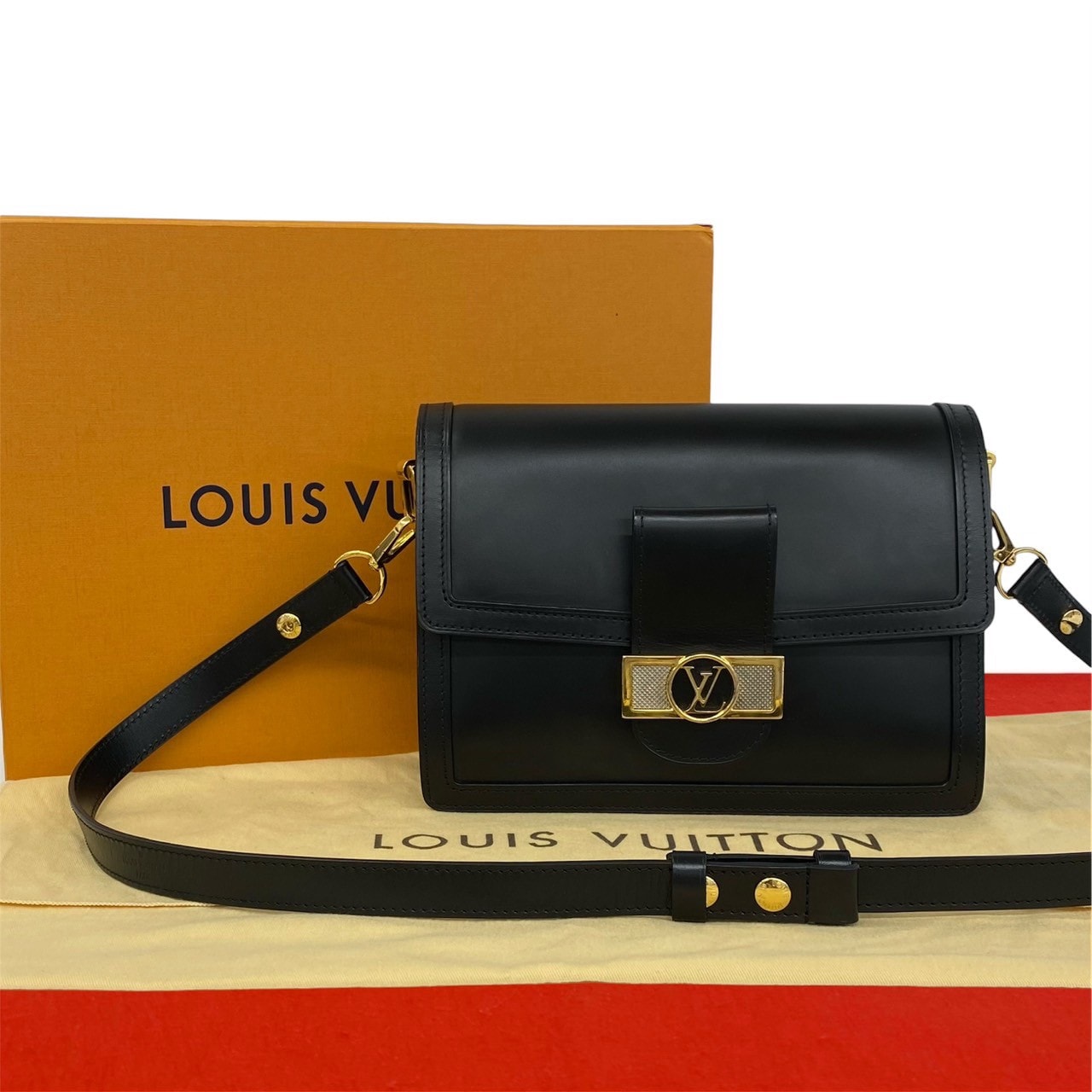 LOUIS VUITTON ルイヴィトン ドーフィーヌ MM ロゴ 金具 レザー ショルダーバッグ ブラック
35794