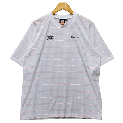 SUPREME シュプリーム 25SS Umbro Stripe Sccer Jersey アンブロ ストライプ サッカージャージ 半袖シャツ サイズ L 51390
